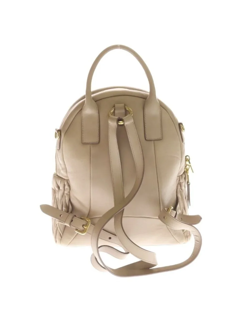 Miu Miu Matelasse Mini Backpack Beige Leather Gold
